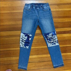 GAP Blue Denim Jeggings with Silver Sequin Panels